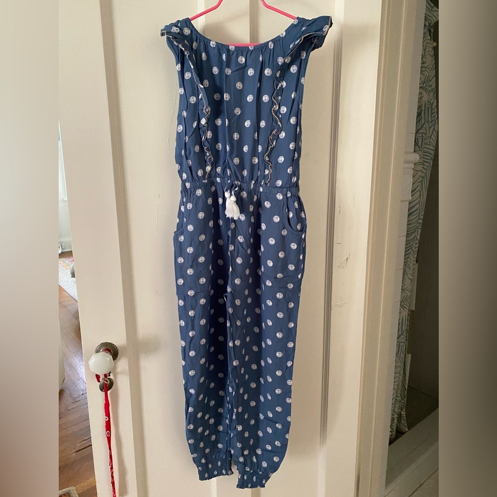 Peek Girl blue and white polka dot jumpsuit girls size 12